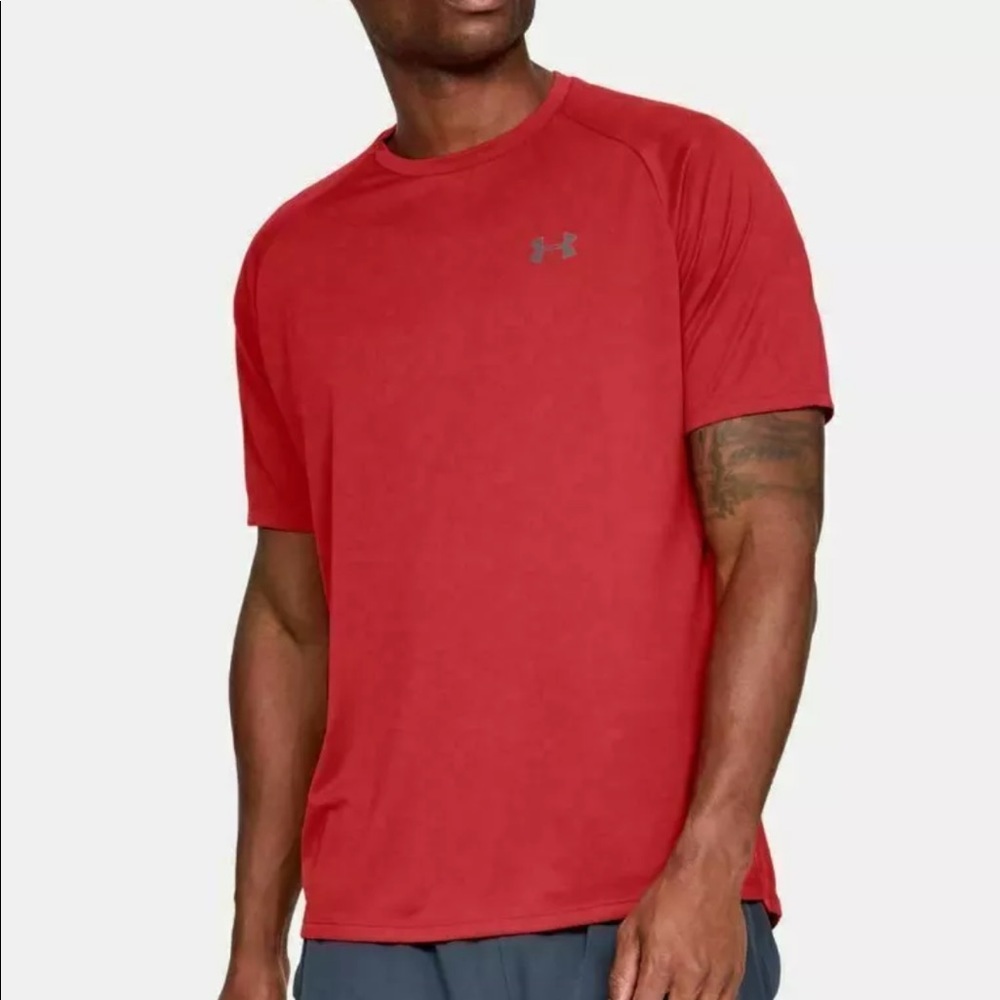 UNDER ARMOUR The Tech Tee Crew Neck Red Activewear T-Shirt Men’s Size L